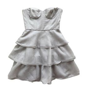 BCBGMAXAZRIA Silver Cocktail Dress Size 4